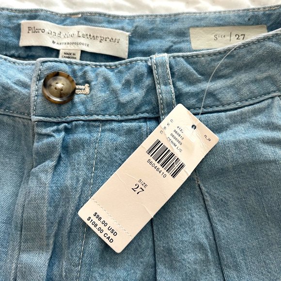 Anthropologie Pilcro & the Letterpress Wide Leg Crop Mina Chambray Culot… - Picture 5 of 6